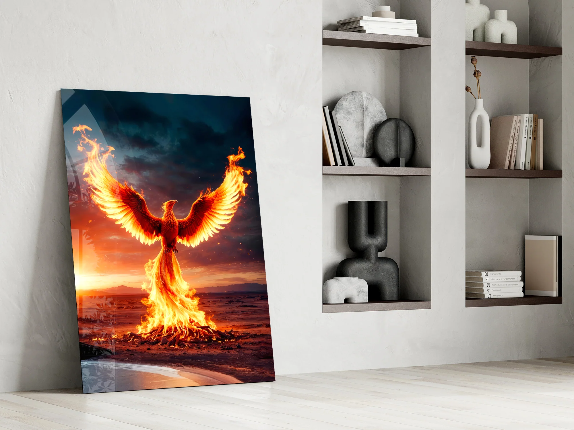 Phoenix Rising from Flames Glass Wall Art - Image 7