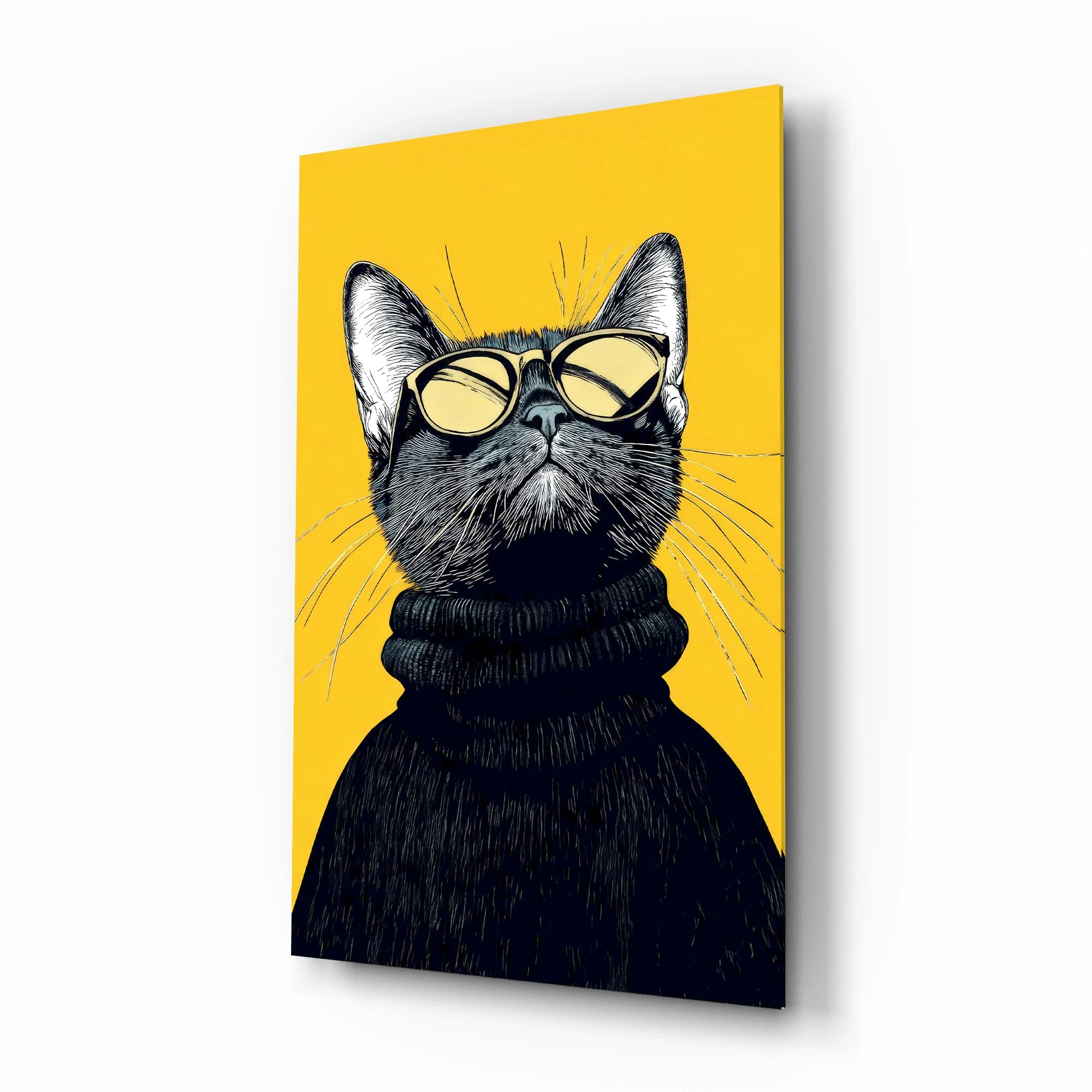 Sophisticated Cool Cat Glass Wall Art