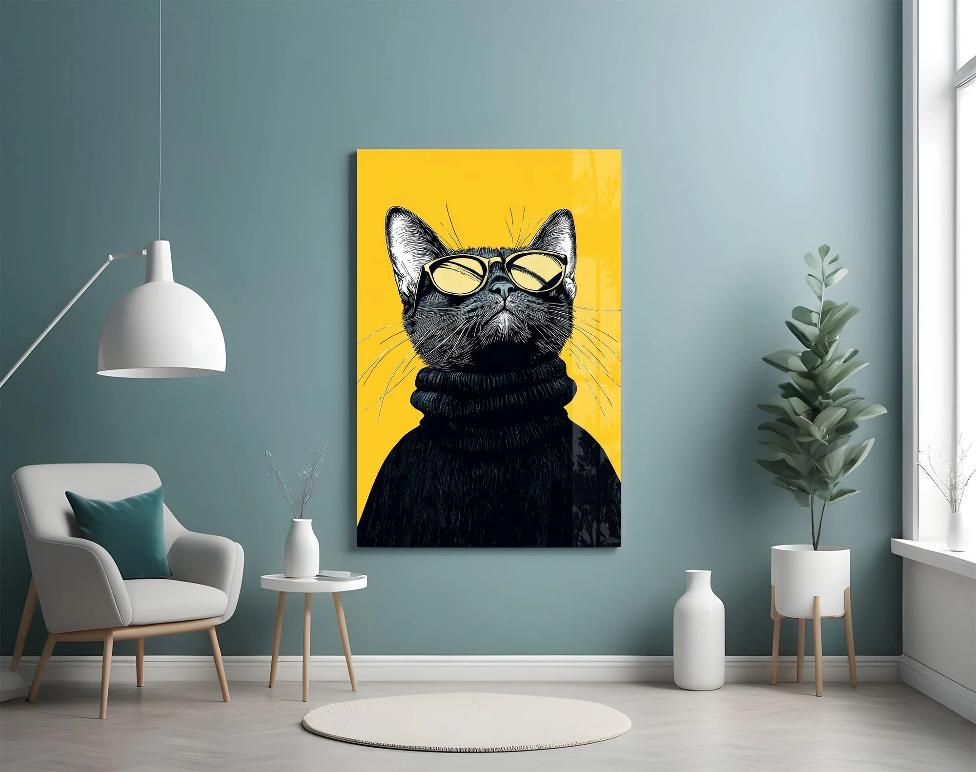 Sophisticated Cool Cat Glass Wall Art - Image 4