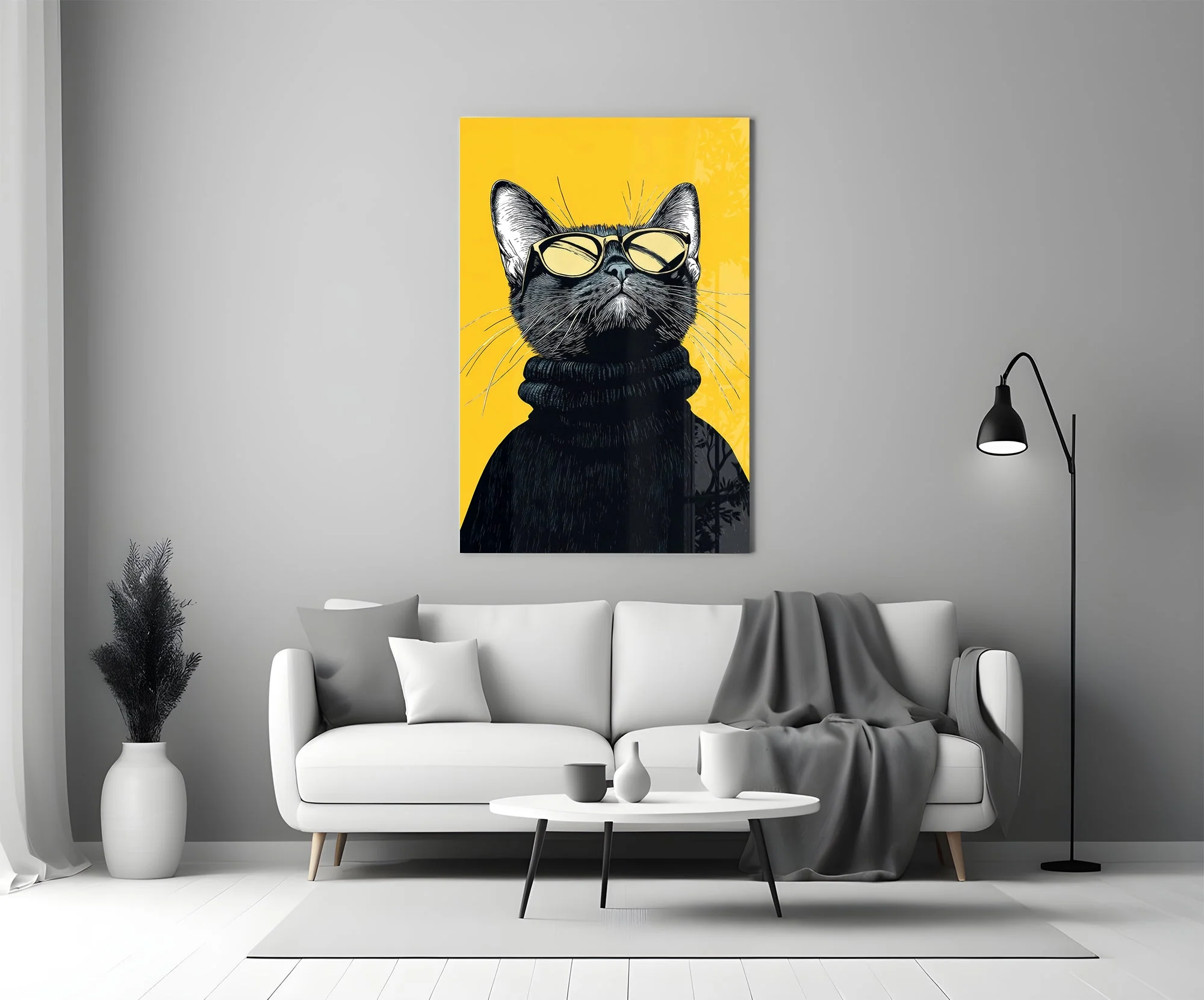 Sophisticated Cool Cat Glass Wall Art - Image 5