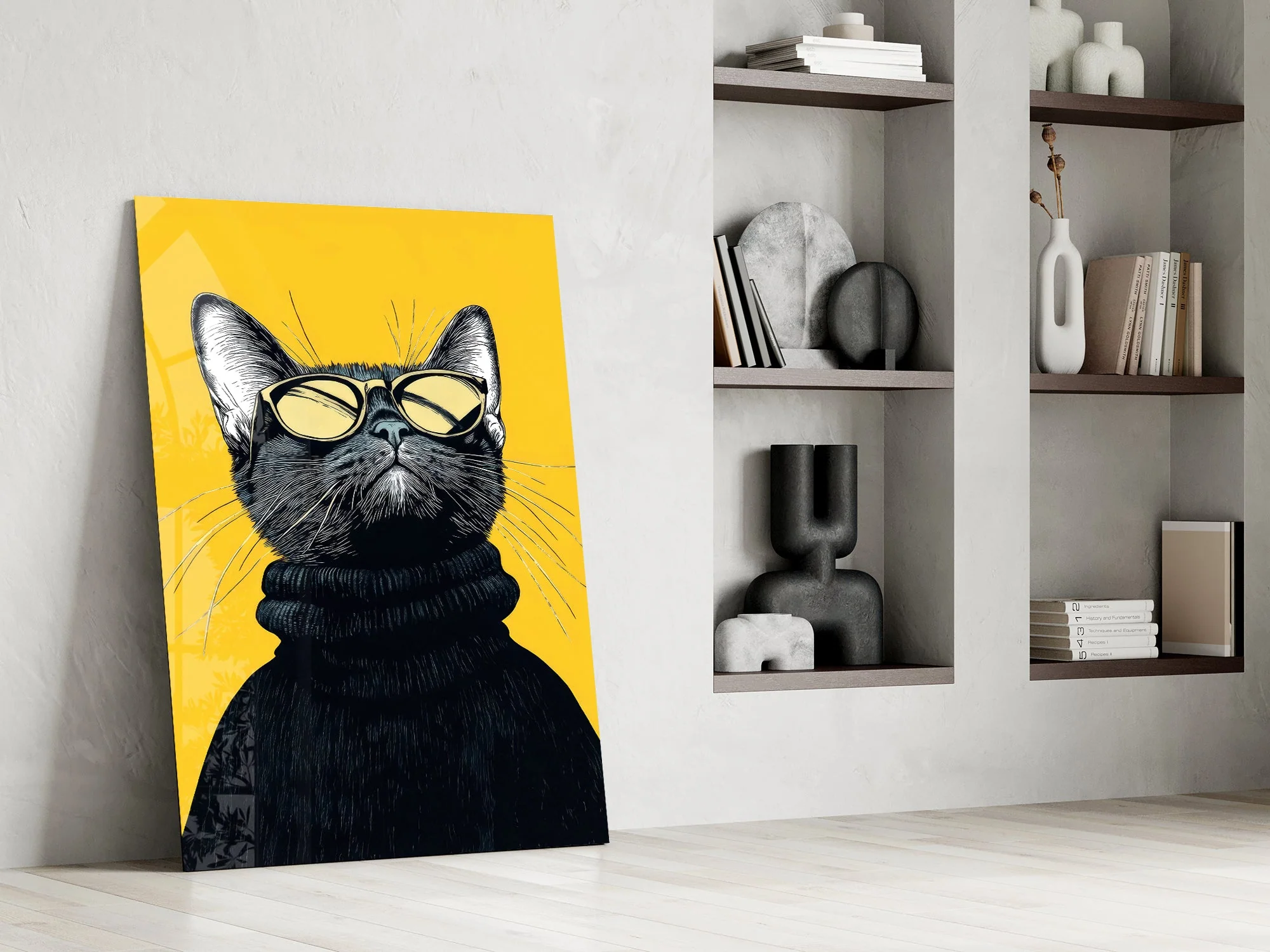 Sophisticated Cool Cat Glass Wall Art - Image 7