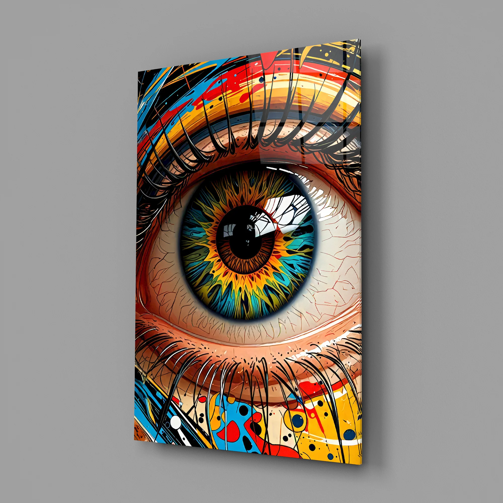 Vibrant Eye Abstract Glass Wall Art - Image 2