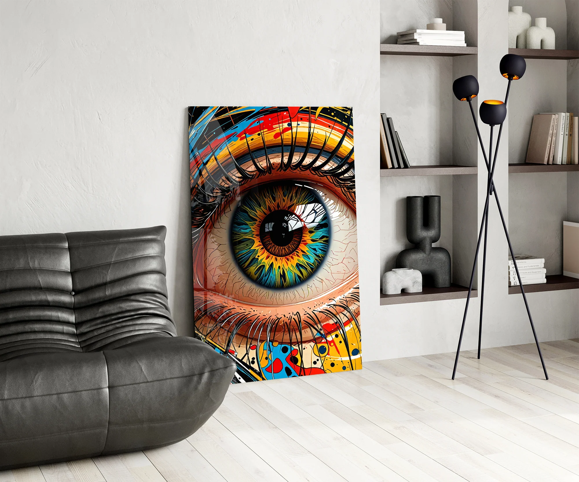 Vibrant Eye Abstract Glass Wall Art - Image 6