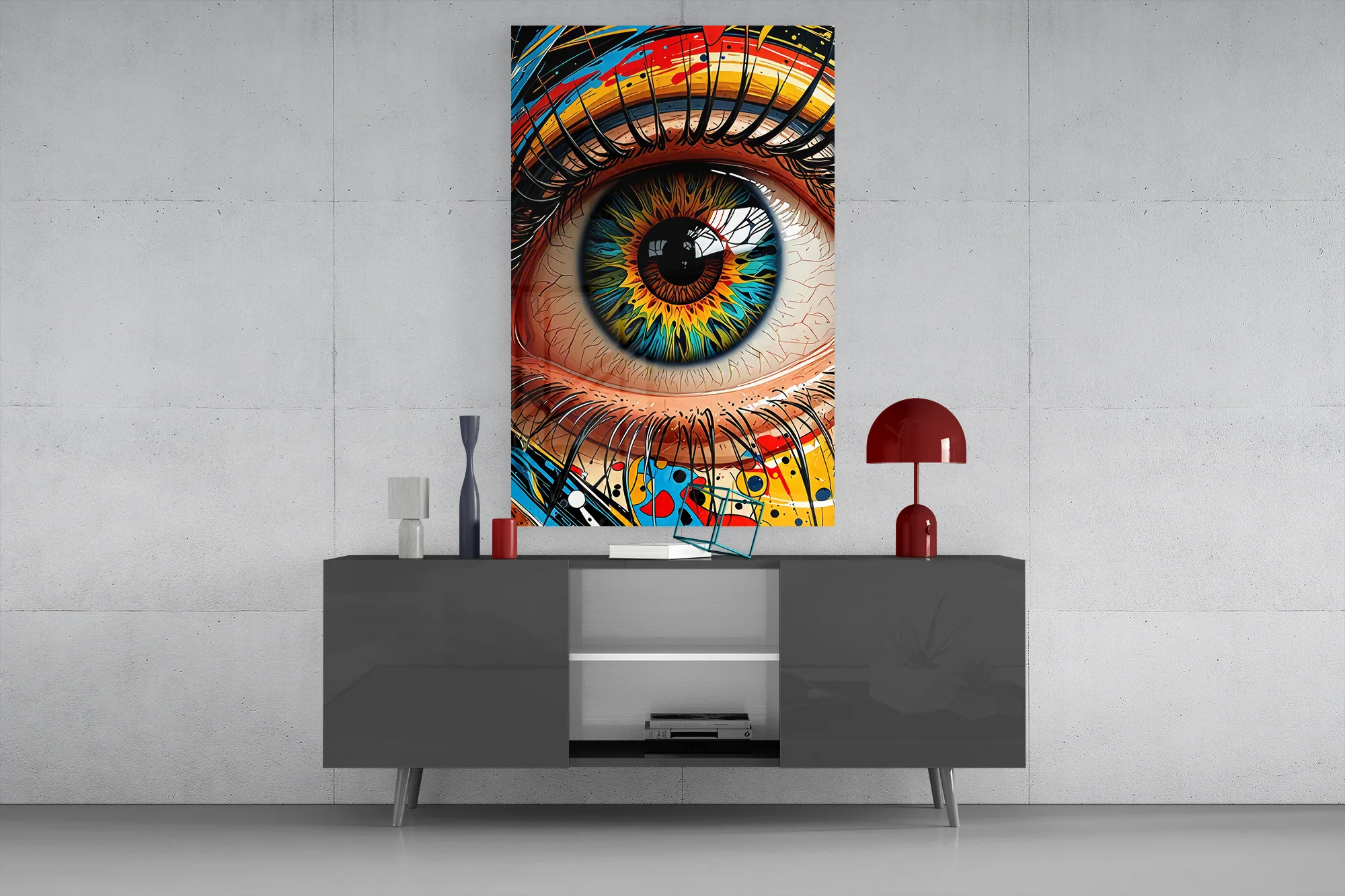 Vibrant Eye Abstract Glass Wall Art - Image 8