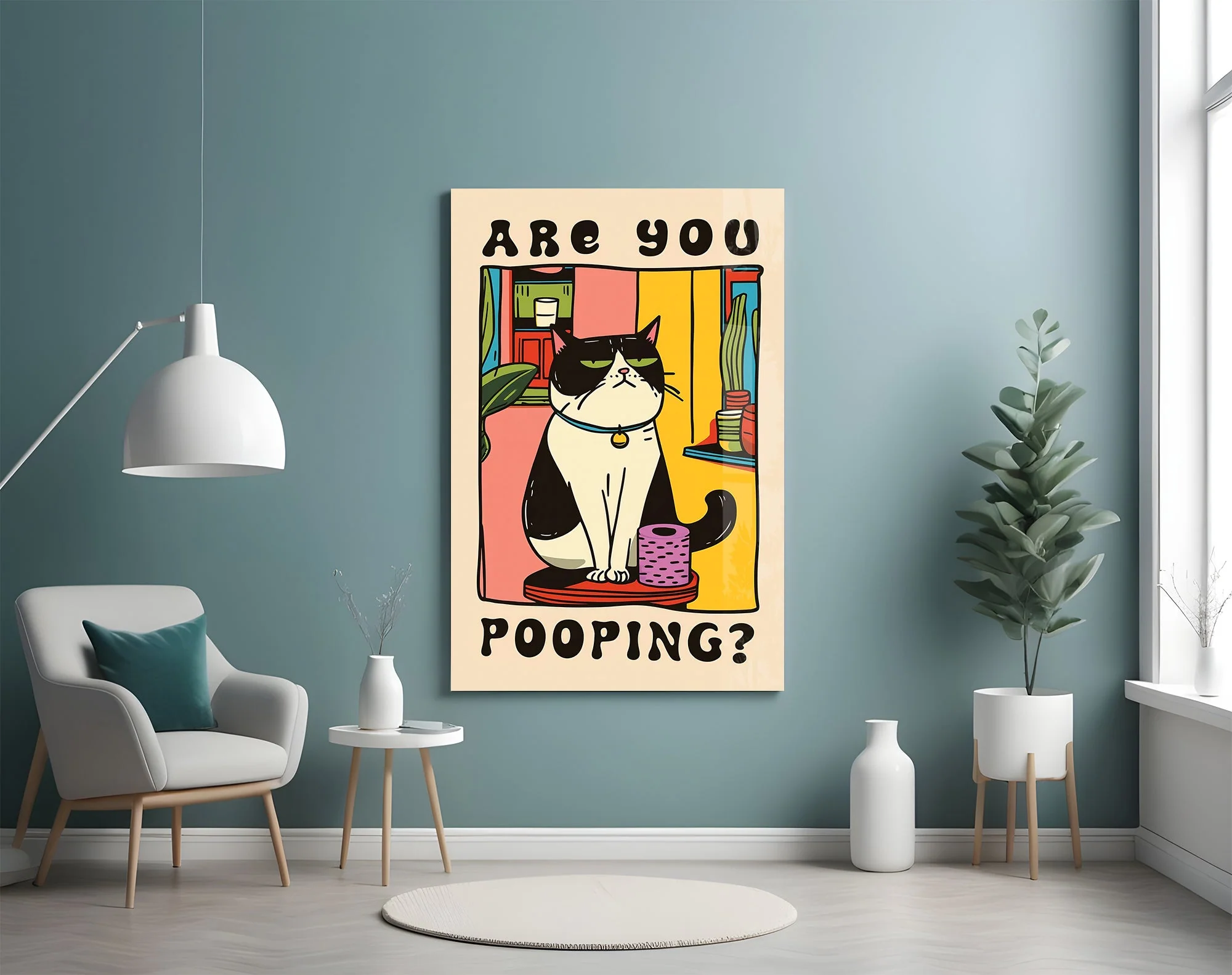 Judgmental Tuxedo Cat Glass Wall Art - Image 4