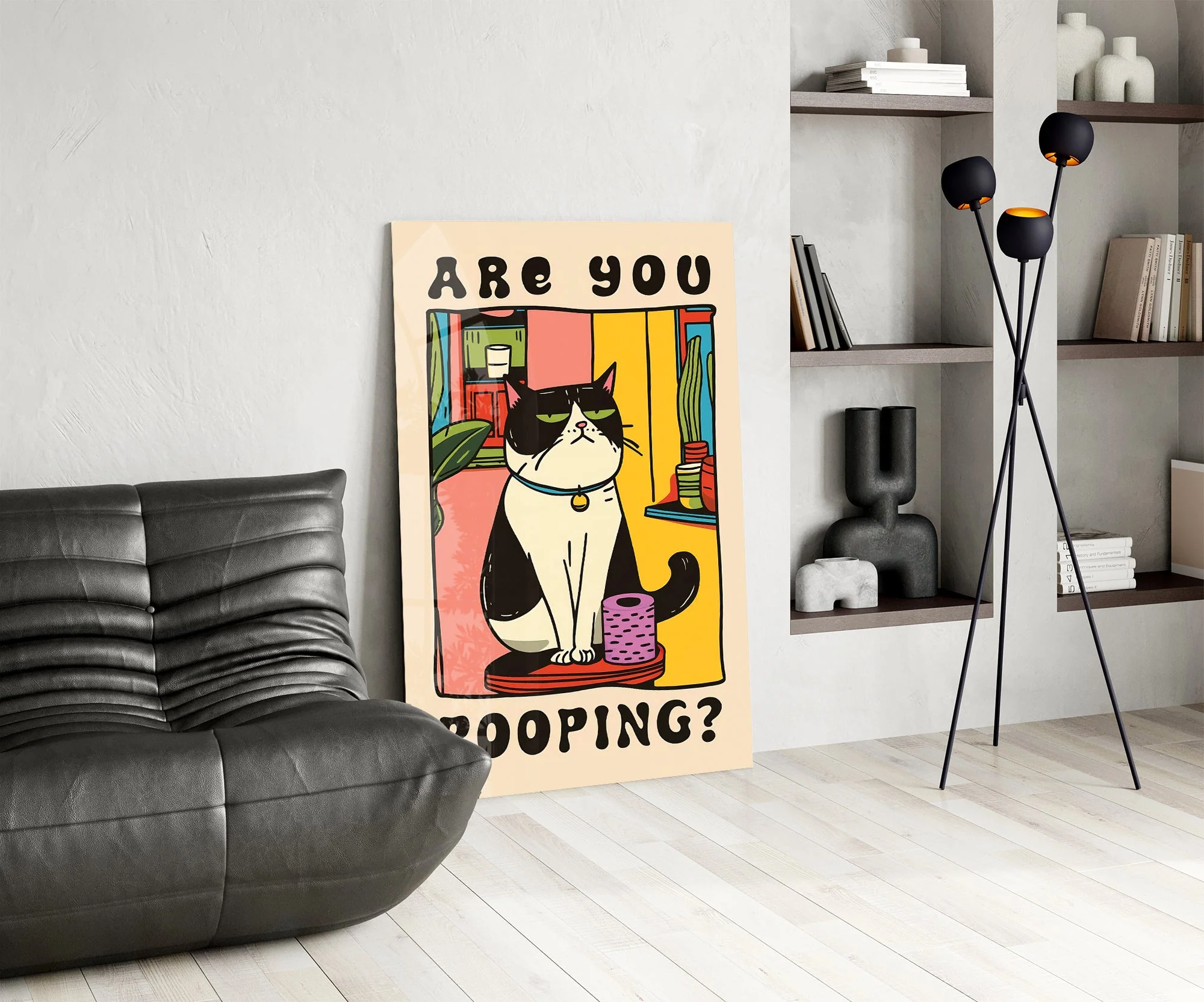 Judgmental Tuxedo Cat Glass Wall Art - Image 6