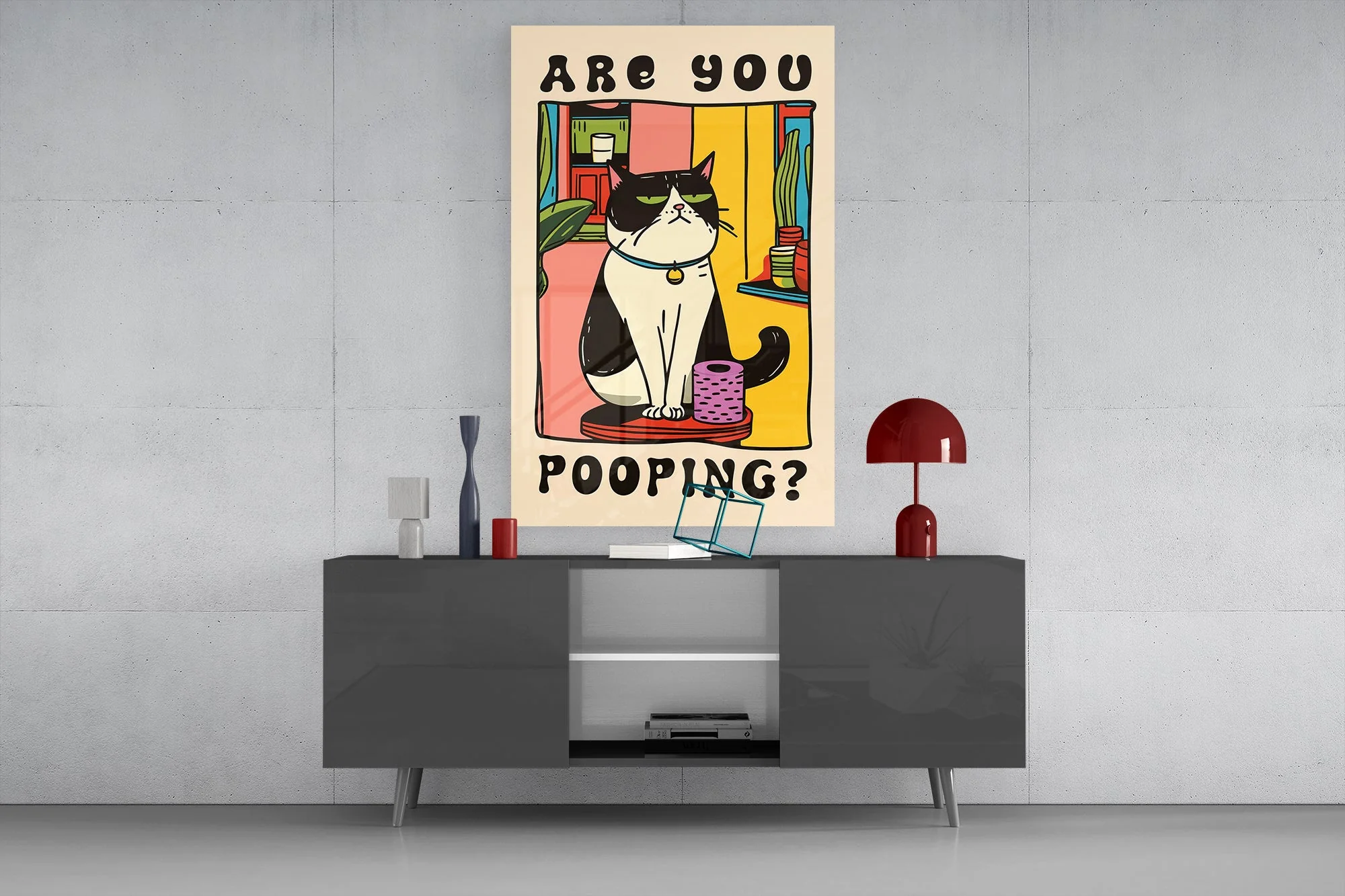 Judgmental Tuxedo Cat Glass Wall Art - Image 8