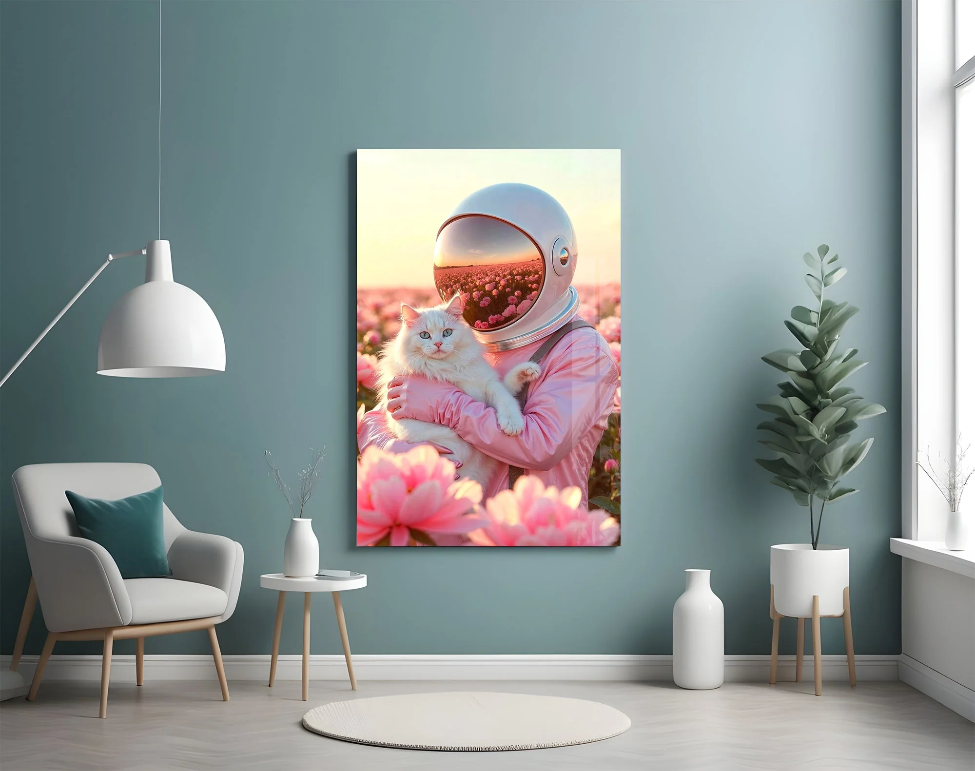 Interstellar Floral Embrace Glass Wall Art - Image 4